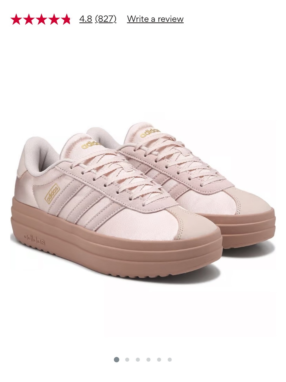 adidas Women’s Blush Pink Platform Sneakers with Gold Accents